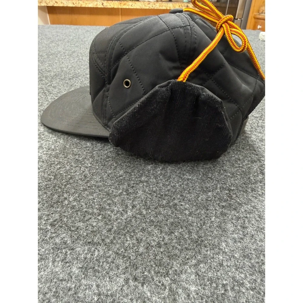 Traeger Hat Unisex Adjustable Black‎ Quilted Trapper Ear Flaps Buckle Strap